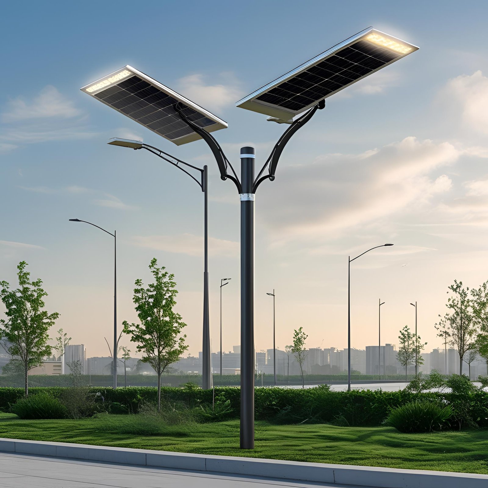 Solar street light installation in Pune